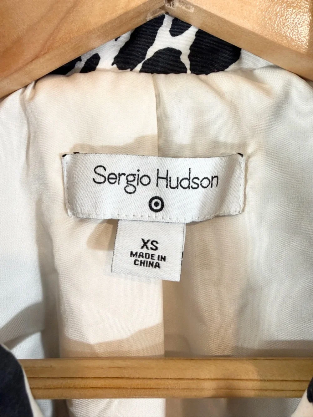 Sergio Hudson x Target Trench Coat XS Black White Animal Print Strong Shoulder - Picture 5 of 13